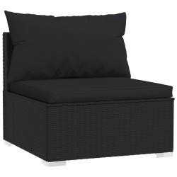 Salon de jardin 4 pcs avec coussins Résine tressée Noir 567779567779