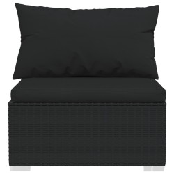 Salon de jardin 4 pcs avec coussins Résine tressée Noir 567779567779