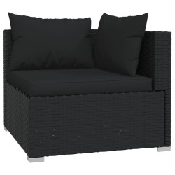 Salon de jardin 4 pcs avec coussins Résine tressée Noir 567779567779