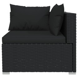 Salon de jardin 4 pcs avec coussins Résine tressée Noir 567779567779
