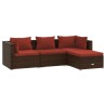 Salon de jardin 4 pcs avec coussins Résine tressée Marron 567781567781