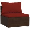 Salon de jardin 4 pcs avec coussins Résine tressée Marron 567781567781