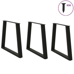 Pieds de table à manger en V 3 pièces Noir 80 x (72-73,3) cm Acier 567783567783