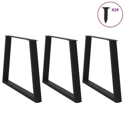 Pieds de table à manger en V 3 pièces Noir 90 x (72-73,3) cm Acier 567790567790