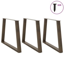 Pieds de table à manger en forme de V, 3 pièces, acier naturel, 90 x (72-73,3) cm 567794567794