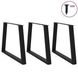 Pieds de table à manger en forme de V, 3 pièces, noir, 100 x (72-73,3) cm, acier 567795567795