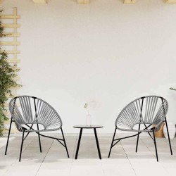 Lot de 3 Chaise de jardin noir et gris clair résine tressée 567798567798