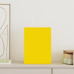 Sacs en papier 50 pcs avec poignées jaune 26x12x35 cm 567800567800