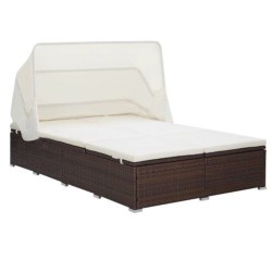 Transat à 2 places avec coussin Résine tressée Marron 567809567809
