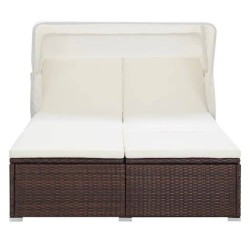 Transat à 2 places avec coussin Résine tressée Marron 567809567809