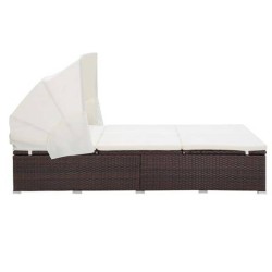 Transat à 2 places avec coussin Résine tressée Marron 567809567809