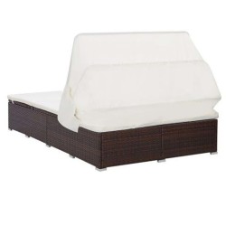 Transat à 2 places avec coussin Résine tressée Marron 567809567809