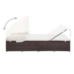 Transat à 2 places avec coussin Résine tressée Marron 567809567809