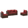 Salon de jardin 4 pcs avec coussins Résine tressée Marron 567810567810