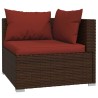 Salon de jardin 4 pcs avec coussins Résine tressée Marron 567810567810
