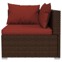 Salon de jardin 4 pcs avec coussins Résine tressée Marron 567810567810