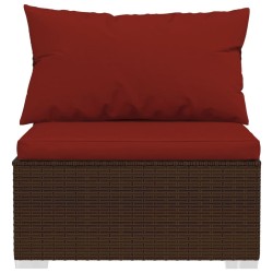 Salon de jardin 4 pcs avec coussins Résine tressée Marron 567810567810