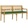 Banc Batavia avec coussin vert 150 cm Bois de teck massif 567812567812