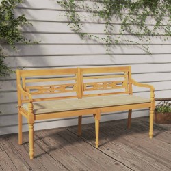 Banc Batavia avec coussin beige 150 cm Bois de teck massif 567814567814