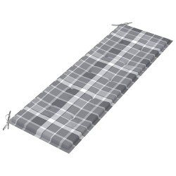 Banc Batavia coussin à motif de carreaux gris 150cm Bois teck 567815567815