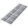 Banc Batavia coussin à motif de carreaux gris 150cm Bois teck 567815567815