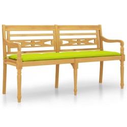 Banc Batavia avec coussin vert brillant 150 cm Bois teck massif 567817567817