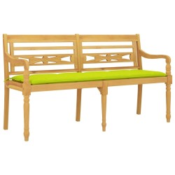 Banc Batavia avec coussin vert brillant 150 cm Bois teck massif 567817567817