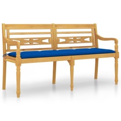 Banc Batavia avec coussin bleu 150 cm Bois de teck massif 567818567818