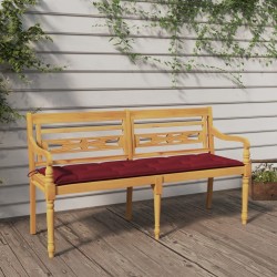 Banc Batavia avec coussin rouge bordeaux 150cm Bois teck massif 567819567819