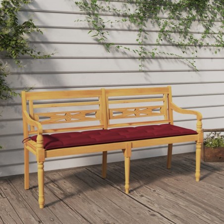 Banc Batavia avec coussin rouge bordeaux 150cm Bois teck massif 567819567819