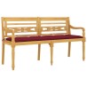 Banc Batavia avec coussin rouge bordeaux 150cm Bois teck massif 567819567819
