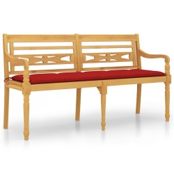 Banc Batavia avec coussin rouge 150 cm Bois de teck massif 567820567820