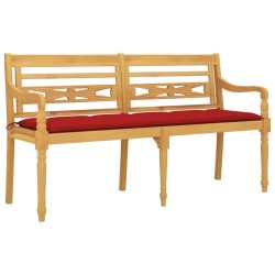 Banc Batavia avec coussin rouge 150 cm Bois de teck massif 567820567820
