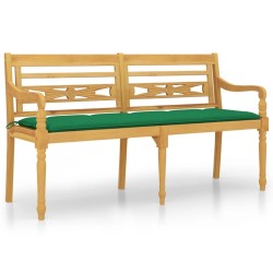 Banc Batavia avec coussin vert 150 cm Bois de teck massif 567821567821