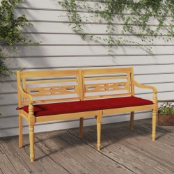Banc Batavia avec coussin rouge 150 cm Bois de teck massif 567822567822