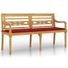 Banc Batavia avec coussin rouge 150 cm Bois de teck massif 567822567822