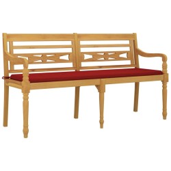 Banc Batavia avec coussin rouge 150 cm Bois de teck massif 567822567822