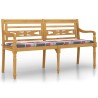 Banc Batavia coussin à motif de carreaux rouges 150cm Bois teck 567823567823