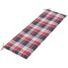 Banc Batavia coussin à motif de carreaux rouges 150cm Bois teck 567823567823