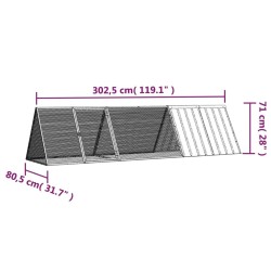 Cage à lapin grise 302,5 x 80,5 x 71 cm en acier galvanisé 567828567828