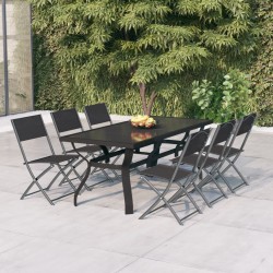 Ensemble à manger de jardin 7 pcs Gris et noir 567834567834