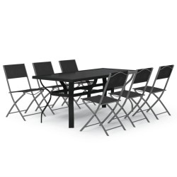 Ensemble à manger de jardin 7 pcs Gris et noir 567834567834