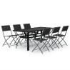 Ensemble à manger de jardin 7 pcs Gris et noir 567834567834