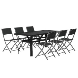 Ensemble à manger de jardin 7 pcs Gris et noir 567834567834