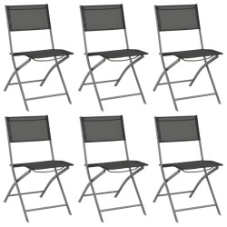Ensemble à manger de jardin 7 pcs Gris et noir 567834567834