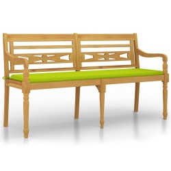 Banc Batavia avec coussin vert brillant 150 cm Bois teck massif 567835567835