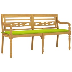 Banc Batavia avec coussin vert brillant 150 cm Bois teck massif 567835567835