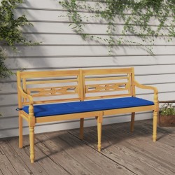 Banc Batavia avec coussin bleu royal 150 cm Bois de teck massif 567836567836