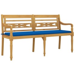 Banc Batavia avec coussin bleu royal 150 cm Bois de teck massif 567836567836