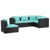 Salon de jardin 5 pcs avec coussins Résine tressée Noir 567839567839